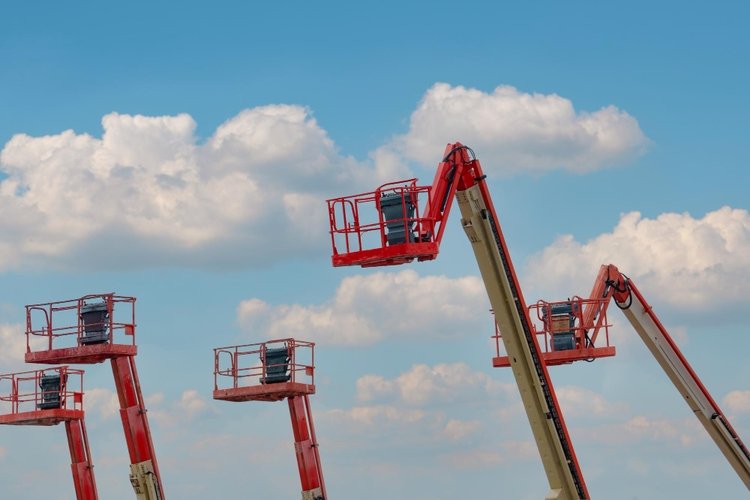 Aerial work platform at an active Santa Barbara job site