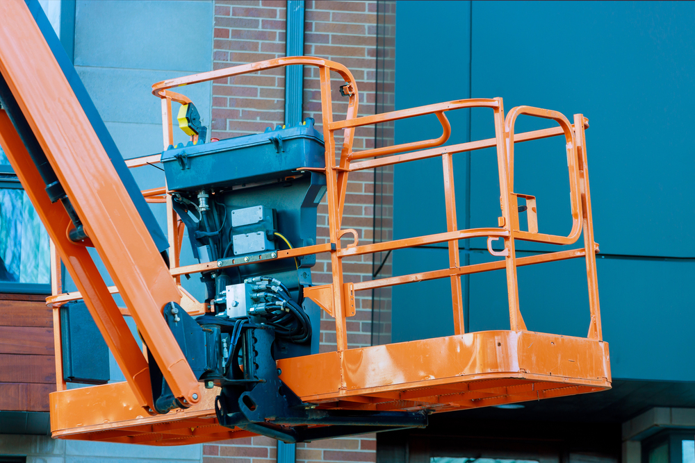 Boom lift working on an industrial structure near Odessa, Texas