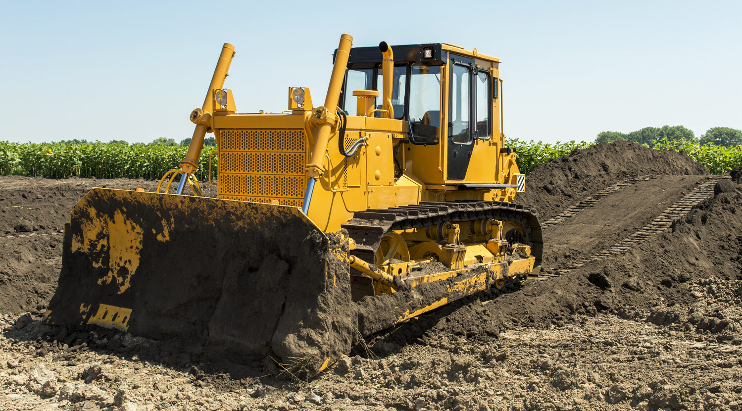 Construction Equipment Rental in Inglewood, CA. Tractor used for grading and land clearing on construction projects.