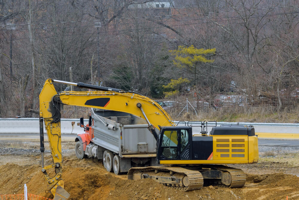 Construction equipment rental operating on a job site in Coachella, CA