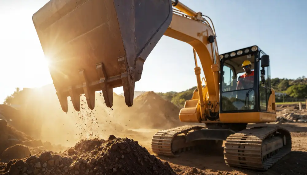 Construction equipment rental supporting a job site in Macon, Georgia