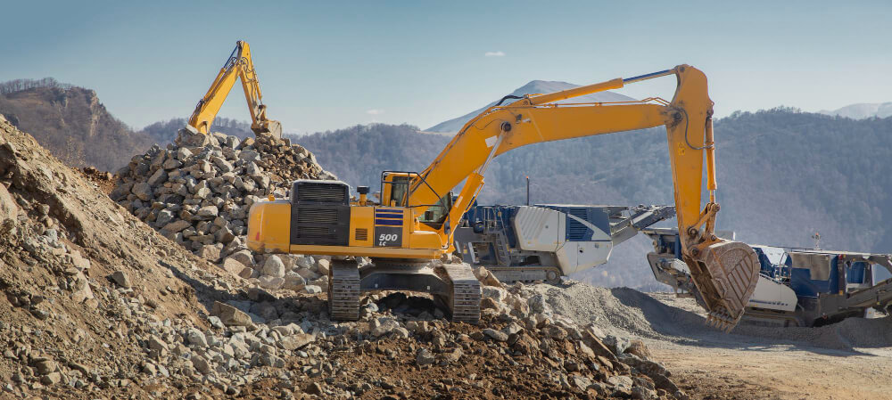 Construction equipment rental supporting a job site in Roseburg, Oregon