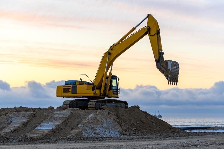 Construction equipment rental supporting a job site in Downey, California