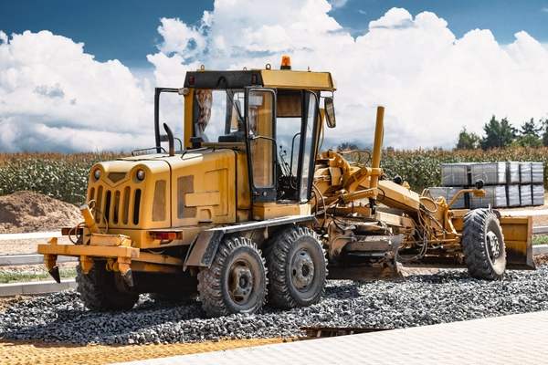 Construction equipment rental supporting a job site in New Braunfels, Texas