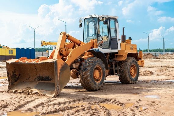 Earthmoving equipment operating on a commercial construction project in Atlanta