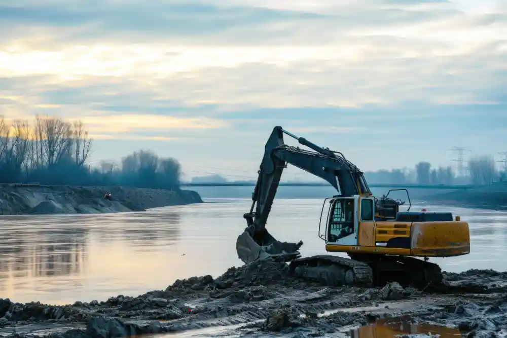Earthmoving equipment operating on an Aurora construction project