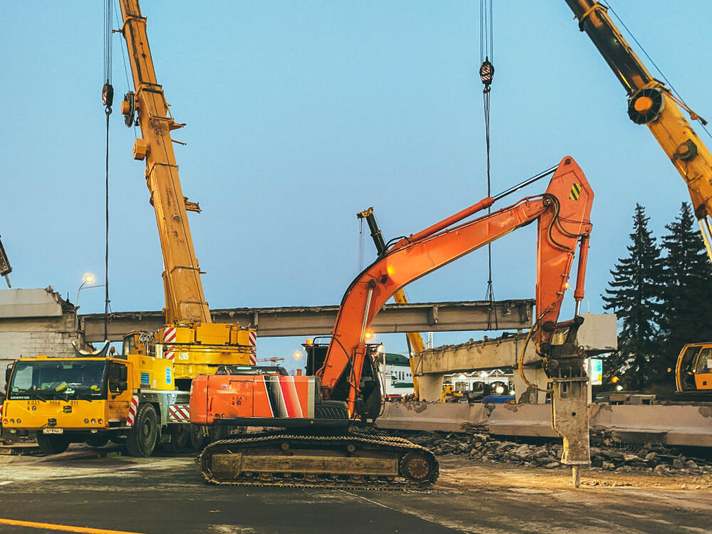 Excavator and compaction equipment used in Blythe construction projects