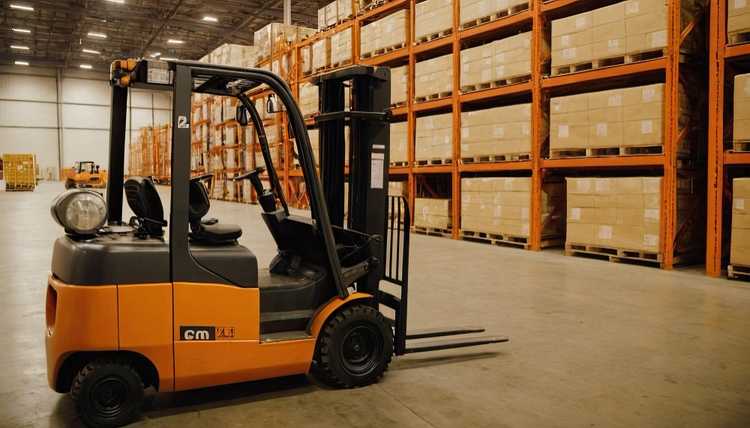 Forklift handling materials at an active Colton job site