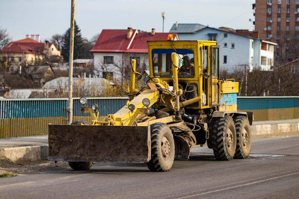 Heavy construction equipment in use at a commercial project in Roanoke, Virginia