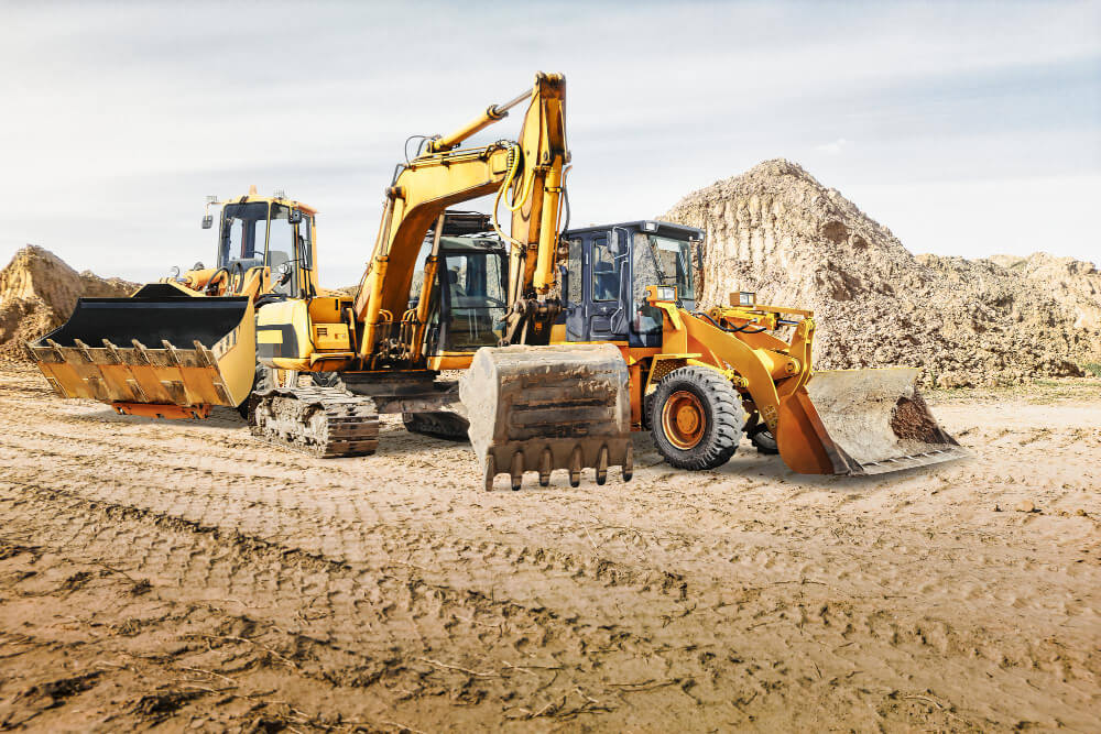 Heavy construction equipment operating at a Tualatin, OR project site