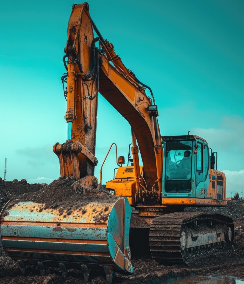 Heavy equipment at a construction site in Tomball, TX