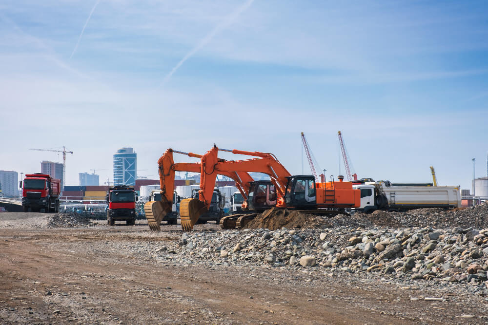 Heavy equipment operating at a Blythe, CA job site
