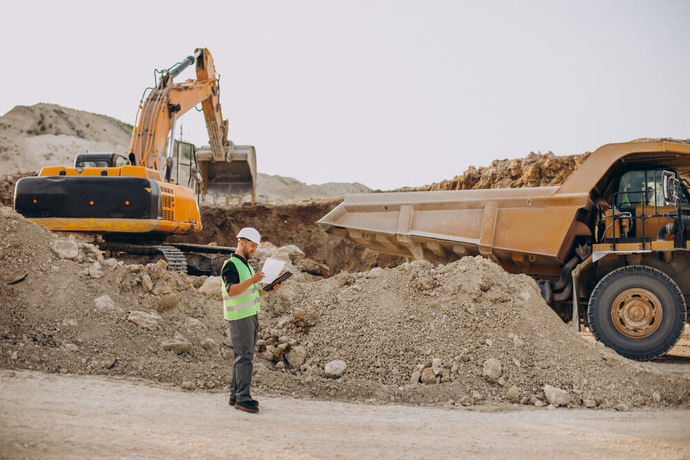 Heavy equipment operating on a construction site in Charlottesville, VA