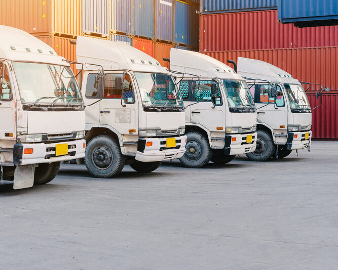 Transport Fleet loading construction materials onto a job site in Conroe, TX