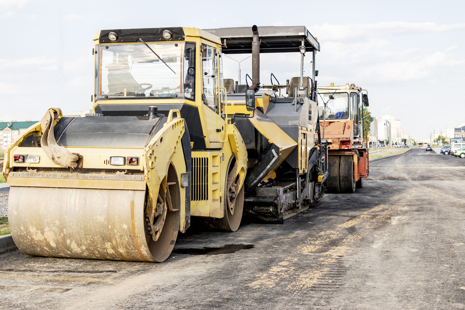 drum rollers paving asphalt for road construction in Mount Shasta, CA