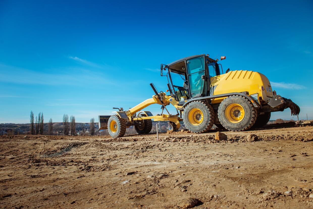 ACTIVITY, BACKGROUND, BLUE, BUCKET, BUILD, BULLDOZER, CONSTRUCTION,