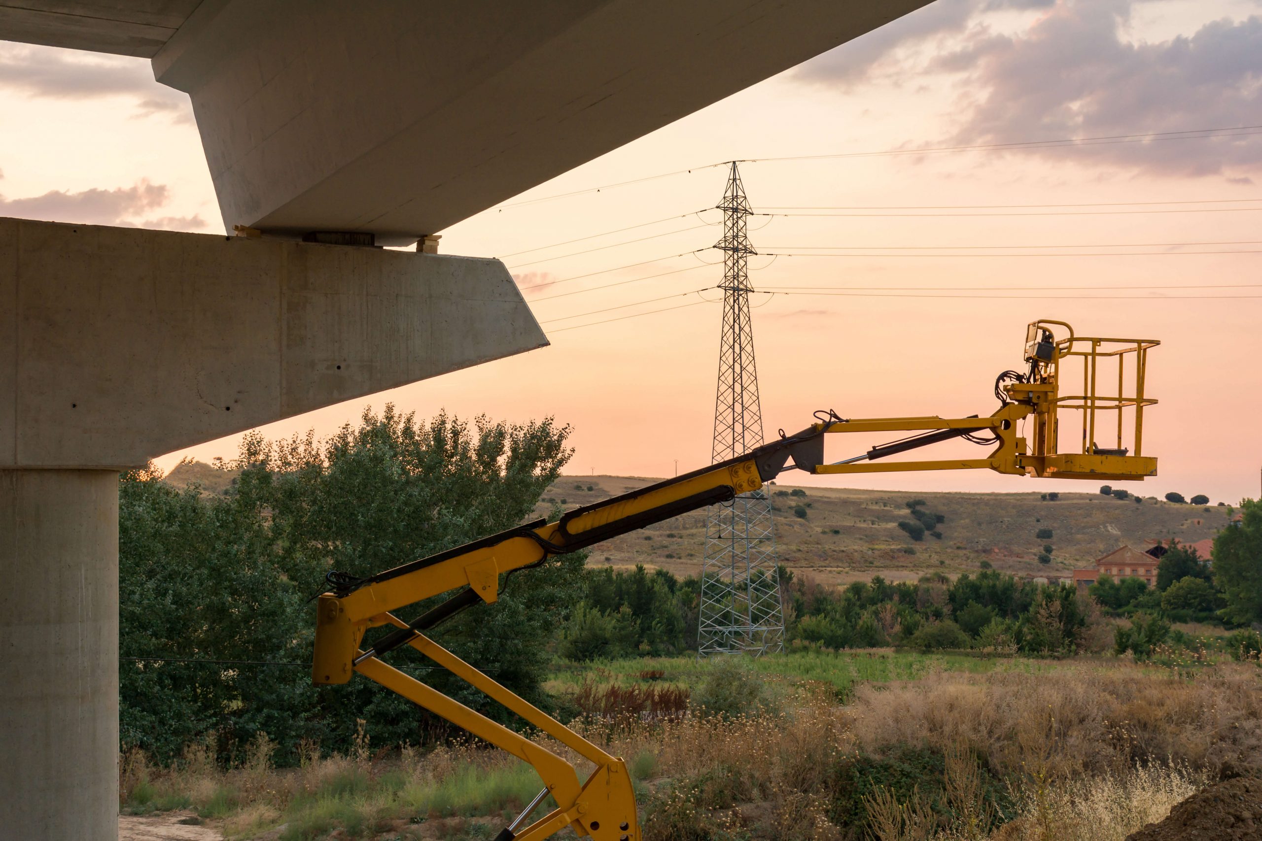 yellow construction lift