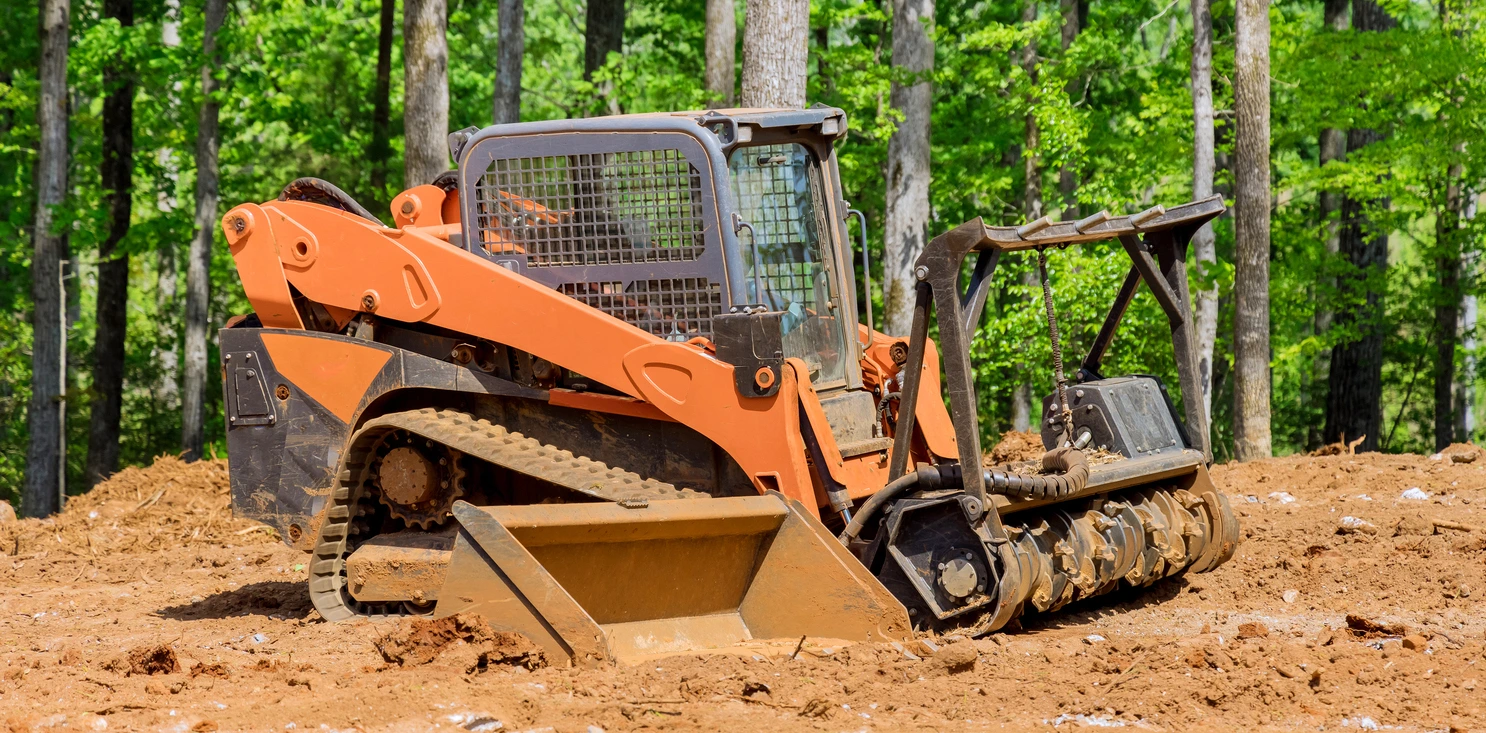 Heavy tractor machinery align the land for construction