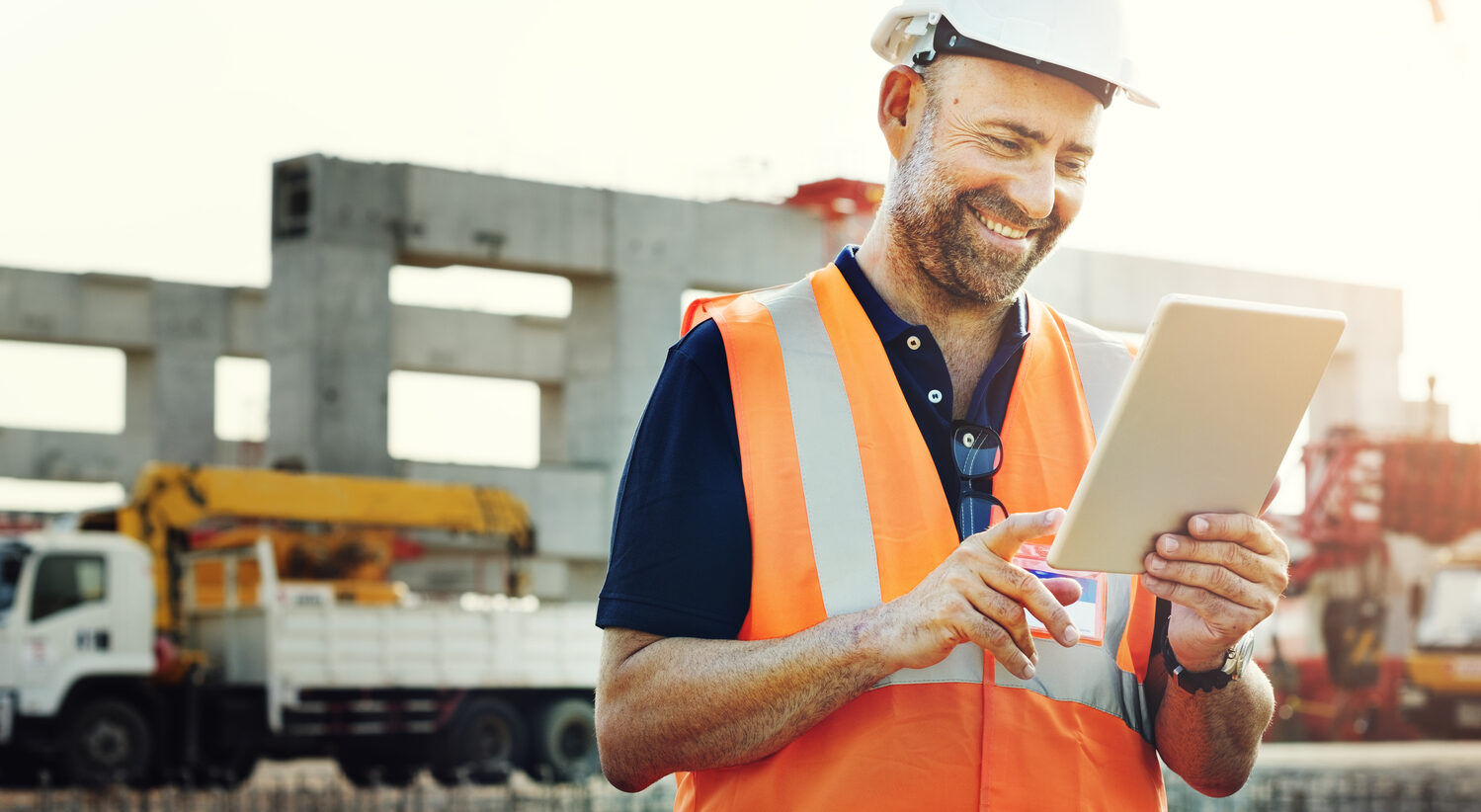 Site engineer managing material deliveries with a construction project portal