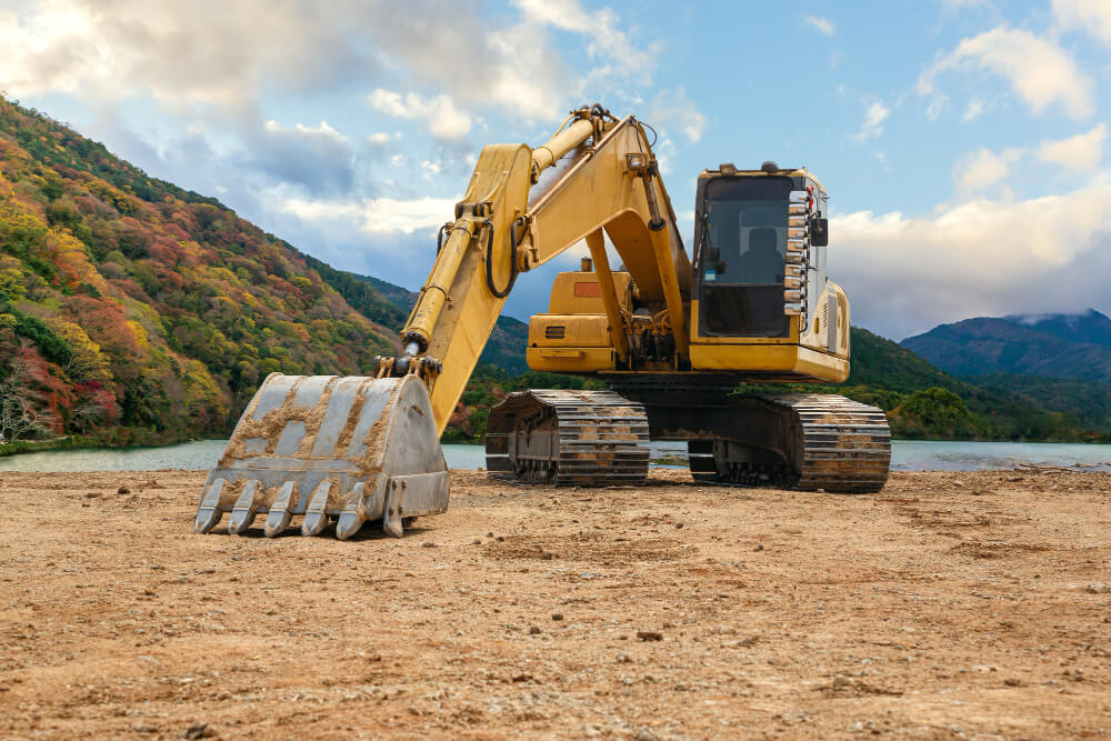 Heavy construction equipment operating at a Wilsonville, OR project site