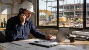 Construction procurement manager at project site